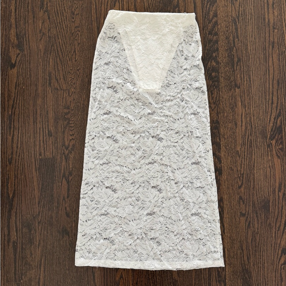 White Lace Midi Skirt
